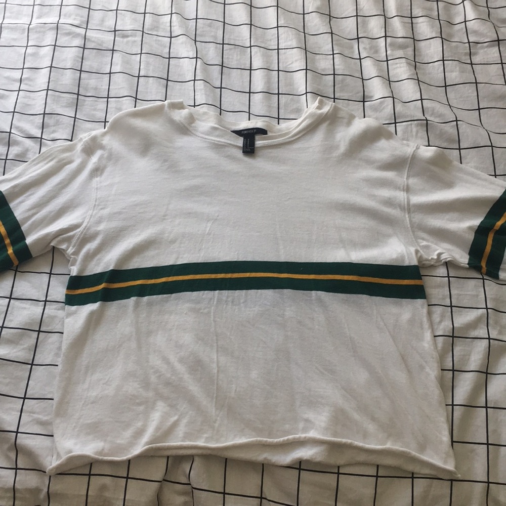 Forever 21 white with green and white stripe